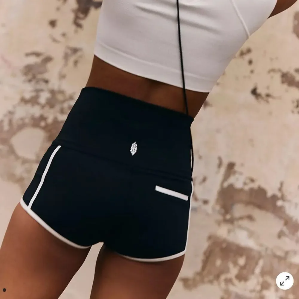 NWOT Free People Island Shorts Ultra High Rise Cheeky Black Pocket Compression